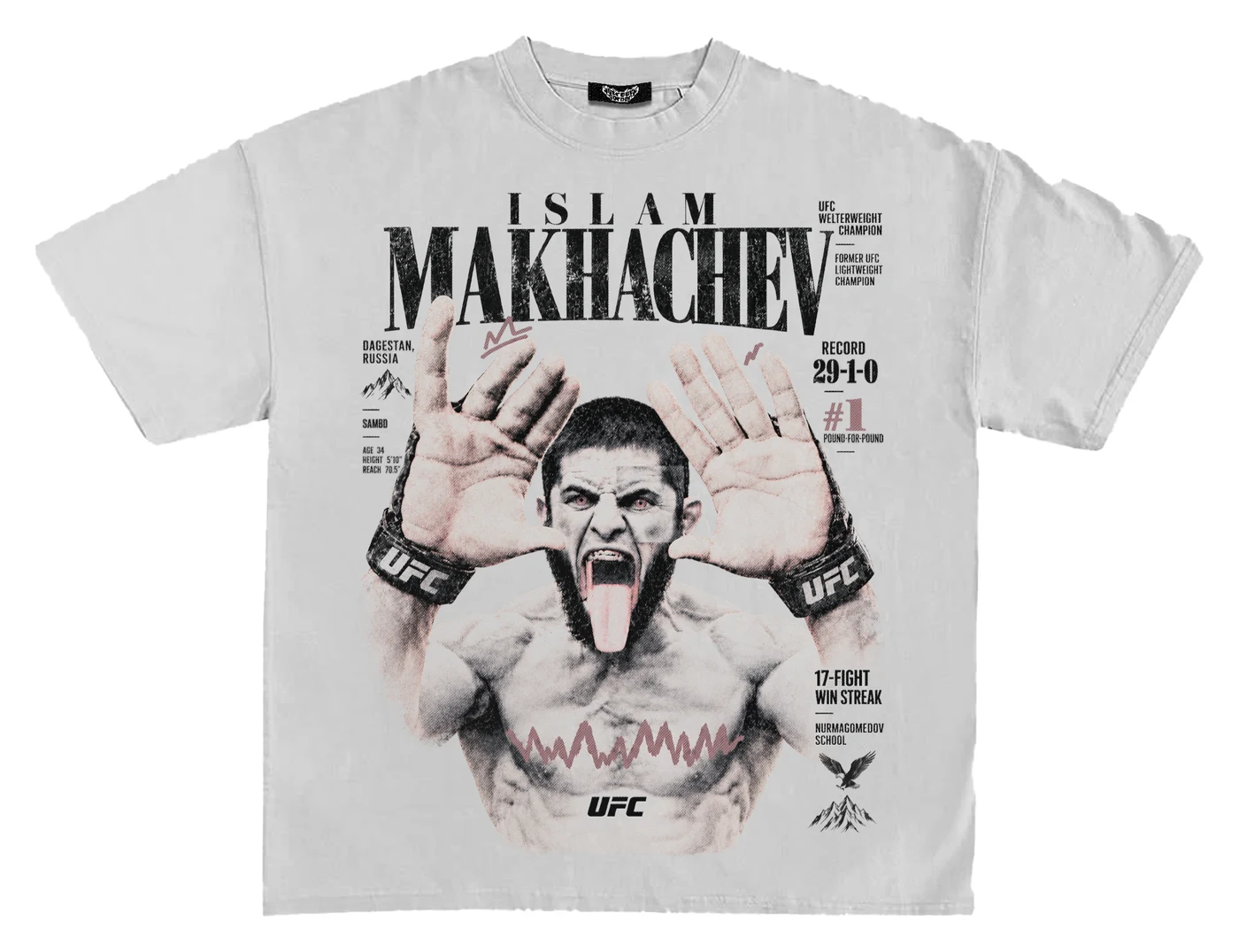 Футболки «Makhachev», Ислам Махачев, Белый